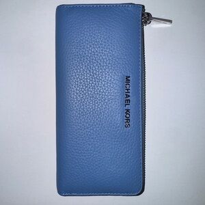 Michael Kors Sky Blue Pebbled Leather Wallet